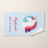 Rosa u. blauer magischer Unicorn - personalisiert Handtuch (Handtuch)