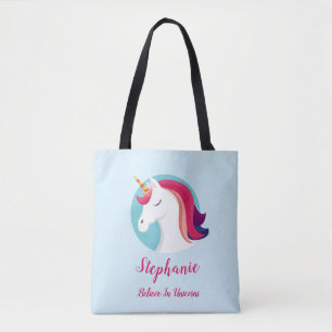 Rosa u. blauer magischer Unicorn - personalisiert Tasche