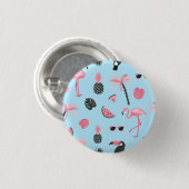 Rosa u. blauer Sommer-tropisches Muster Button (Vorne & Hinten)