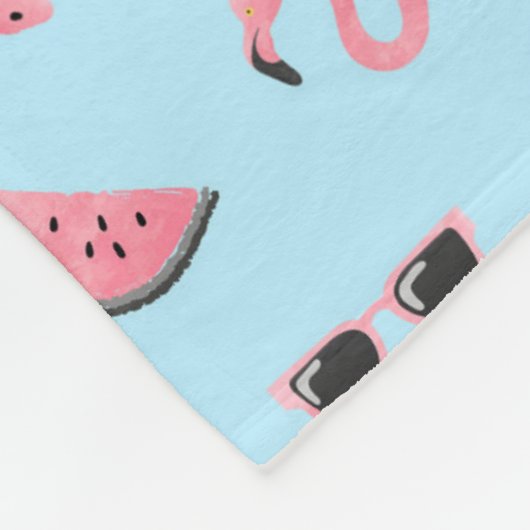 Rosa u. blauer Sommer-tropisches Muster Fleecedecke (Ecke)