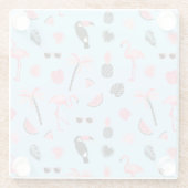 Rosa u. blauer Sommer-tropisches Muster Glasuntersetzer (Rückseite)