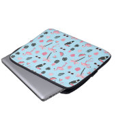 Rosa u. blauer Sommer-tropisches Muster Laptopschutzhülle (Vorne Knopf)