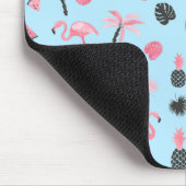 Rosa u. blauer Sommer-tropisches Muster Mousepad (Ecke)