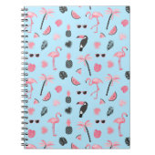 Rosa u. blauer Sommer-tropisches Muster Notizblock (Vorderseite)