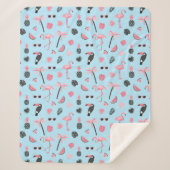 Rosa u. blauer Sommer-tropisches Muster Sherpadecke (Vorderseite)