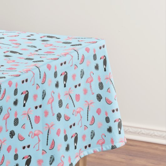 Rosa u. blauer Sommer-tropisches Muster Tischdecke (Beispiel)
