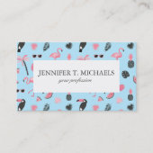 Rosa u. blauer Sommer-tropisches Muster Visitenkarte (Vorderseite)