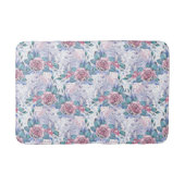 Rosa u. blaues Rosen-Muster Badematte (Vorderseite)