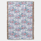 Rosa u. blaues Rosen-Muster Decke (Vorderseite Vertikal)