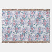 Rosa u. blaues Rosen-Muster Decke (Vorderseite)