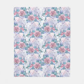 Rosa u. blaues Rosen-Muster Fleecedecke (Vorderseite)