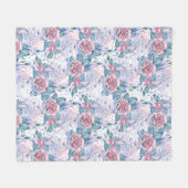 Rosa u. blaues Rosen-Muster Fleecedecke (Vorderseite (Horizontal))