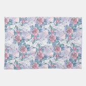 Rosa u. blaues Rosen-Muster Geschirrtuch (Horizontal)
