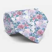 Rosa u. blaues Rosen-Muster Krawatte (Gerollt)