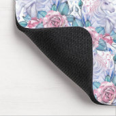 Rosa u. blaues Rosen-Muster Mousepad (Ecke)