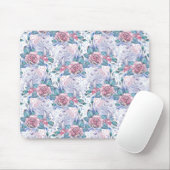 Rosa u. blaues Rosen-Muster Mousepad (Mit Mouse)