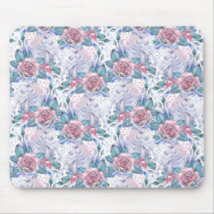 Rosa u. blaues Rosen-Muster Mousepad