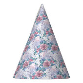 Rosa u. blaues Rosen-Muster Partyhütchen (Links)