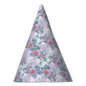Rosa u. blaues Rosen-Muster Partyhütchen (Rechts)