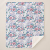 Rosa u. blaues Rosen-Muster Sherpadecke (Vorderseite)