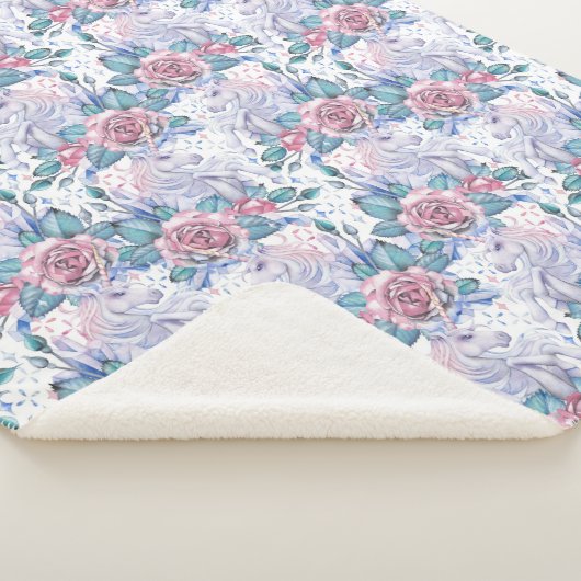 Rosa u. blaues Rosen-Muster Sherpadecke (3/4)