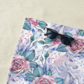 Rosa u. blaues Rosen-Muster Strandtuch (Beispiel)