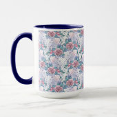 Rosa u. blaues Rosen-Muster Tasse (Links)
