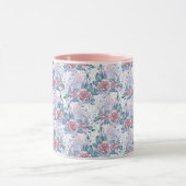 Rosa u. blaues Rosen-Muster Tasse (Zentrum)