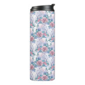 Rosa u. blaues Rosen-Muster Thermosbecher (Nach links gedreht)