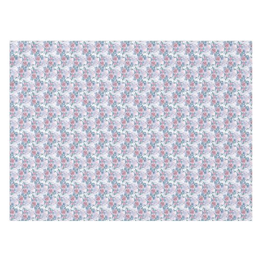 Rosa u. blaues Rosen-Muster Tischdecke (Vorderseite (Horizontal))