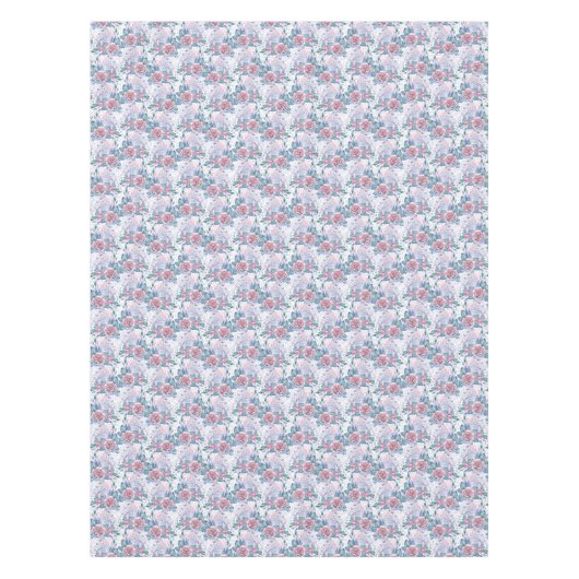 Rosa u. blaues Rosen-Muster Tischdecke (Vorderseite)