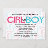 Rosa u. blaues Typografie-Geschlecht decken Party Einladung (Vorderseite)