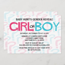 Rosa u. blaues Typografie-Geschlecht decken Party