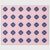 Rosa u. blaues Zickzack-Muster-Monogramm Geschenkpapier (Flach)