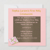 rosa u. braune DAMAST heilige Kommunion Einladung (Rückseite)