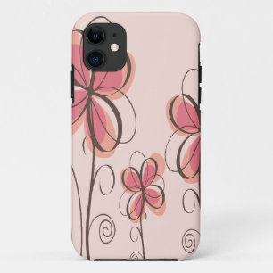 Rosa u. Brown-Gekritzel-Blumen-Entwurf Case-Mate iPhone Hülle