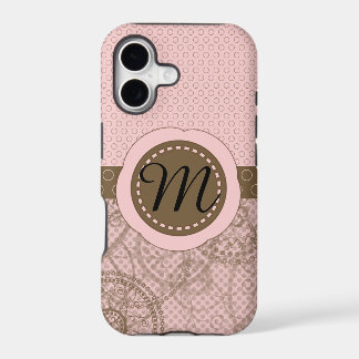 Rosa u. Brown-Tupfen-Monogramm-Fall