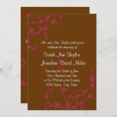 Rosa-u. Brownblumenstrudel-Hochzeits-Einladung Einladung (Vorne/Hinten)