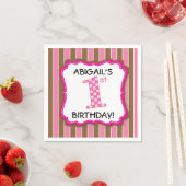 Rosa u. der erste Geburtstag Brown-Mädchens Serviette (Beispiel)