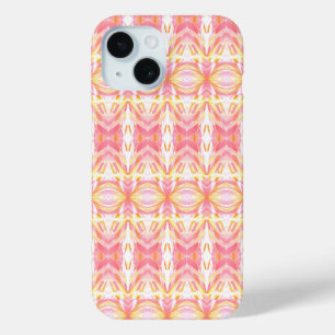 Rosa u. Gelb abstrakter Kaleidope iPhone 15 Hülle