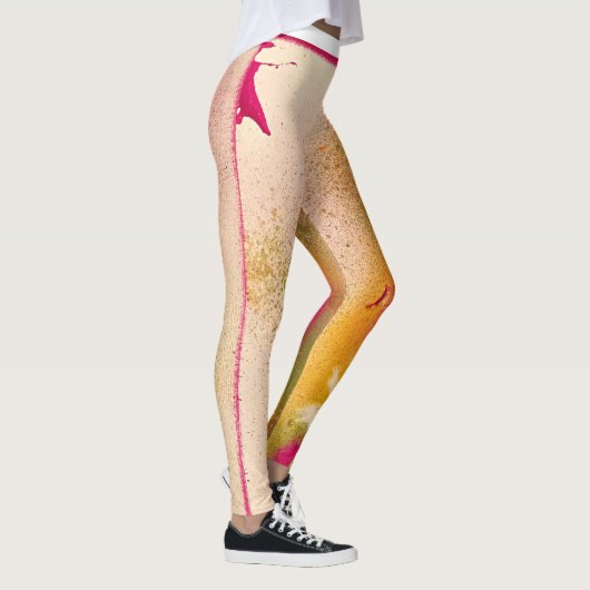 Rosa u. gelbe Feder-Leggings Leggings (Rechts)