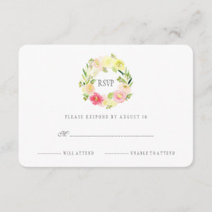 Rosa u. gelber Watercolor Blumen  UAWG RSVP Karte