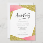 Rosa u. Glitter der Party Einladung | der Henne (Vorderseite)