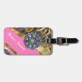 Rosa u. Gold bling sind Gepäckanhänger (Vorderseite horizontal)
