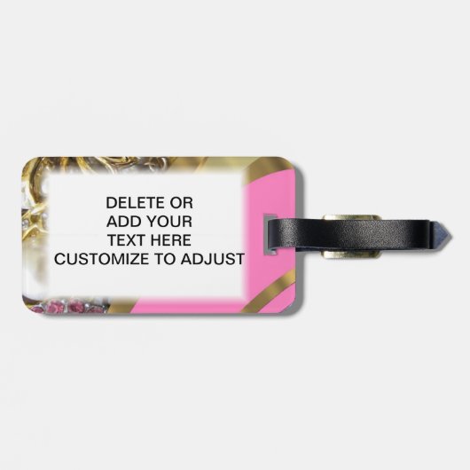 Rosa u. Gold bling sind Gepäckanhänger (Rückseite horizontal)