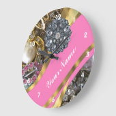 Rosa u. Gold bling sind Große Wanduhr (Winkel)