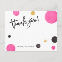 Rosa u. Gold danken Ihnen Karten - moderne Tupfen
