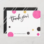 Rosa u. Gold danken Ihnen Karten - moderne Tupfen (Vorne/Hinten)