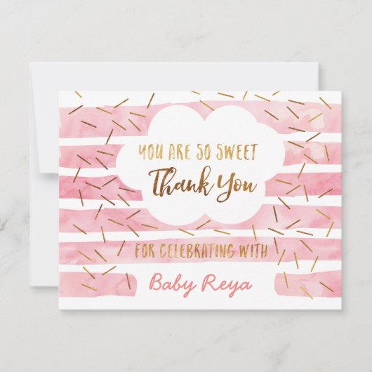 Rosa u. Goldbaby besprühen danken Ihnen Karten (Vorderseite)