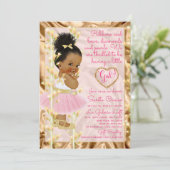 Rosa u. GoldBabyparty ethnisch Einladung (Stehend Vorderseite)